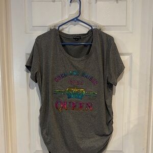 Gray Graphic Tee with Colorful Print